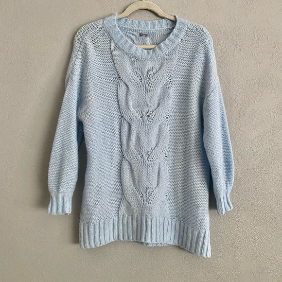 Aerie Womens Sweater Size Small Wool Blend Light Blue Knit Winter Cozy - Picture 1 of 8
